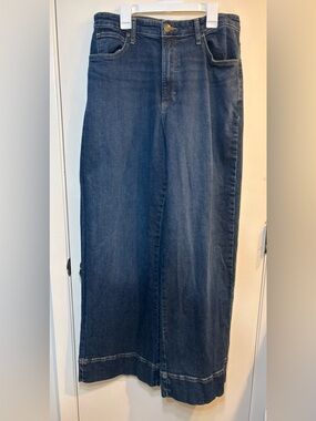 Lee Dark Wash Wide-Leg Cuffed Jeans, Size 14